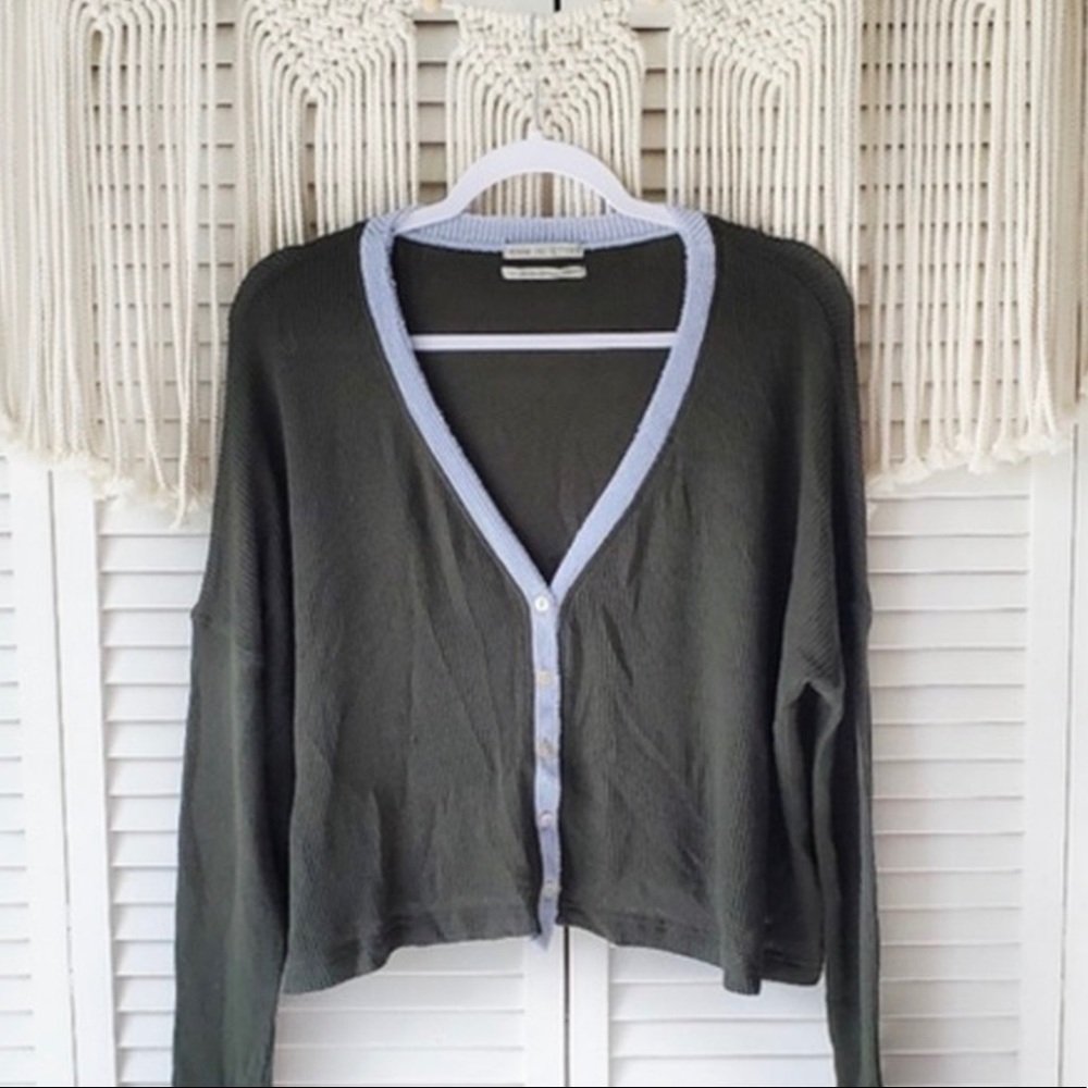 UO Waffle Knit Button Down Thermal Top